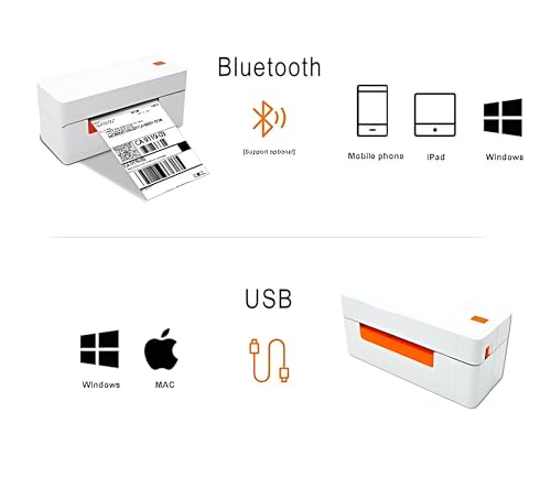 The KUPIS KP40 Shipping Label Printer offers 4-inch thermal printing with Bluetooth connectivity for mobile phones, iPads, and Windows devices, and USB compatibility with Windows and Mac. It also supports flexible label sizes suitable for various needs.