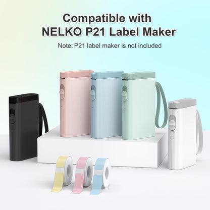 NELKO P21 Label Maker Tape, 14x40mm 180 Tapes/Roll, 3-Roll, White