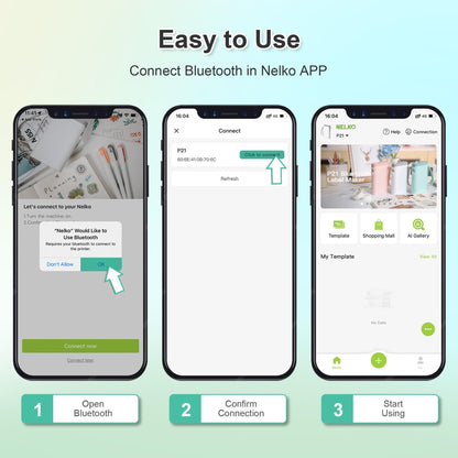 Nelko Label Maker Machine with Tape, P21 Bluetooth Label Printer Blue